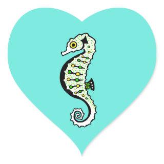 Cute I love SEAHORSES-Aqua Heart Sticker