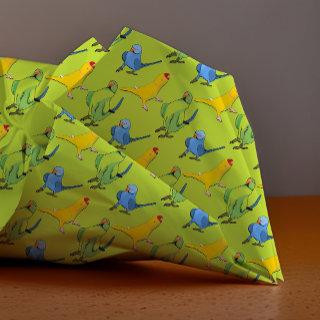 Cute Indian Ringneck Bright Green Parrot Pattern Tissue Paper