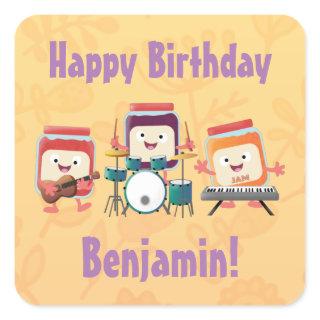 Cute jam session cartoon musician humour square sticker