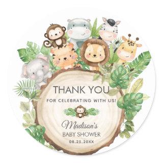 Cute Jungle Animals Baby Shower 1st Birthday Favor Classic Round Sticker