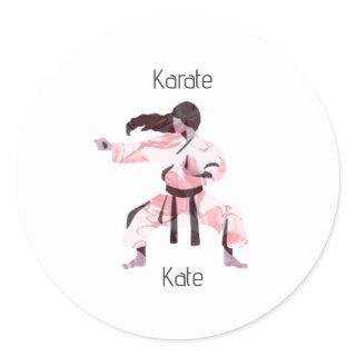 Cute Karate Girl Martial Arts   Classic Round Sticker