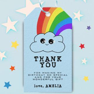 Cute Kawaii Cloud Rainbow Kid`s Birthday Thank you Gift Tags