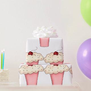 Cute Kawaii Cupcake Milkshake with Cherry