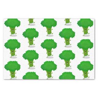 Cute kawaii dancing broccoli cartoon illustration tissue paper