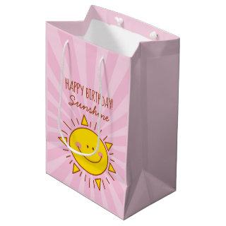 Cute Kawaii Little Sunshine Pink Happy Birthday Medium Gift Bag