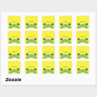 Cute Kawaii Peek-a-Boo Frog Personalized  Square Sticker