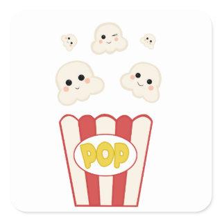 Cute Kawaii Popcorn Square Sticker
