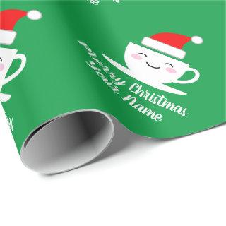 Cute kawaii Santa cartoon coffee cup Christmas