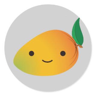 Cute Kawaii Smiling Mango Classic Round Sticker