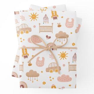 Cute kids baby pattern. Funny animal toy nursery  Sheets