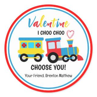 Cute Kids Choo-Choo Train Valentines Day  Classic Round Sticker