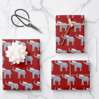 Cute Kids Christmas Elephant Santa Hat Red Holiday  Sheets
