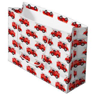Cute kids firetruck pattern party large gift bag