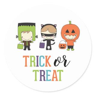 Cute kids Halloween Birthday Trick or Treat Party Classic Round Sticker