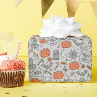 Cute Kids Halloween Doodle Pattern