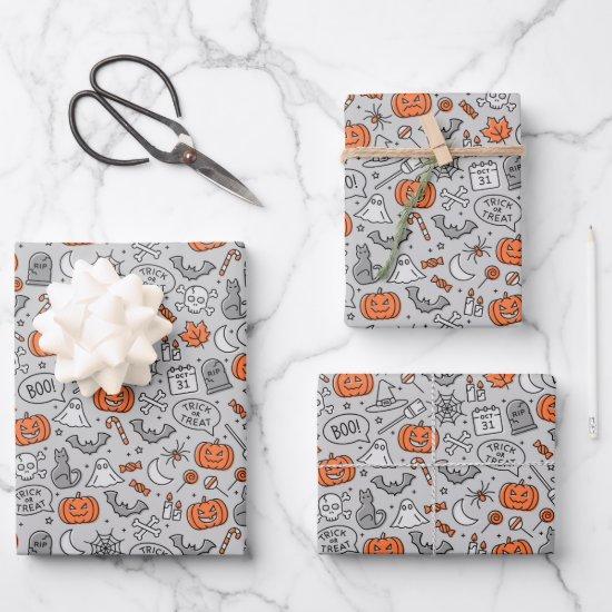Cute Kids Halloween Doodle Pattern  Sheets