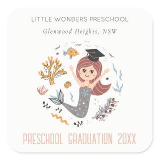 Cute Kids Underwater Mermaid Preschool Graduation Square Sticker