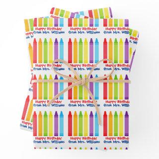 Cute Kindergarten Teacher Custom Crayon Birthday  Sheets