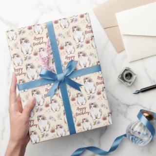 Cute Kitten and Flowers Birthday