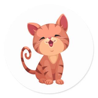 Cute Kitten Cat Orange Tabby Kitty Lover Classic Round Sticker