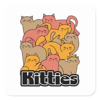 Cute Kitties Design - Adorable Cat Art Square Sticker