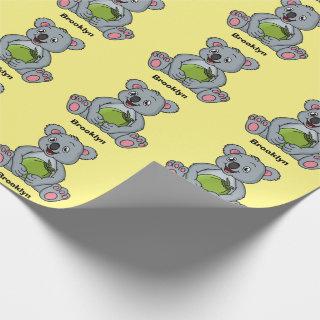 Cute koala and coconut cartoon illustration