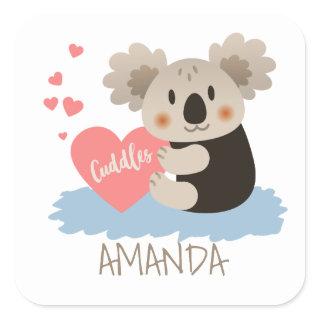 Cute Koala Cuddles ID386 Square Sticker