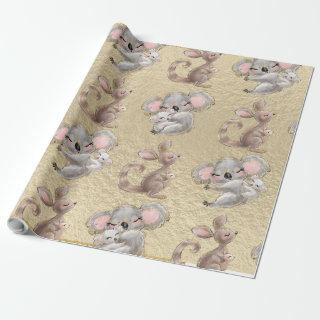 Cute Koala, Kangaroo, Gold Foil