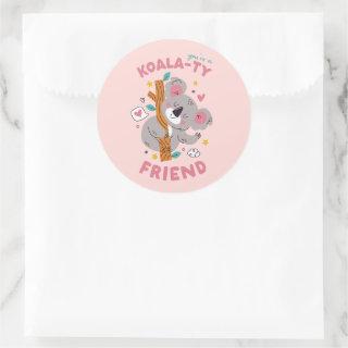 Cute Koala Kid's Classroom Valentine's Day  Classic Round Sticker