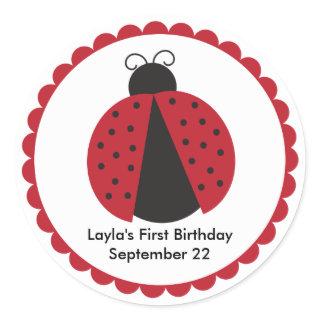 Cute Ladybug Birthday Party Favor Classic Round Sticker