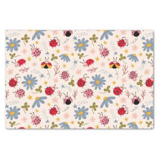Cute Ladybug Floral Pattern Tissue Paper