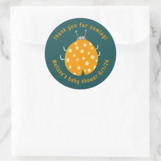 Cute Ladybug Thank You CUSTOM Baby Shower Classic Round Sticker