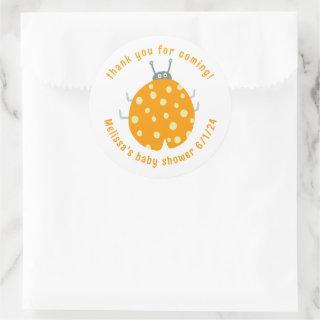 Cute Ladybug Thank You CUSTOM Baby Shower Classic Round Sticker