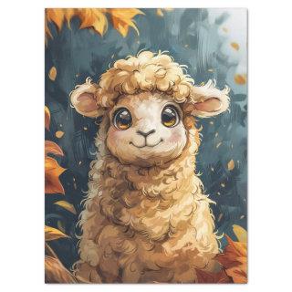 Cute Lamb Autumn Illustration Decoupage Tissue Paper