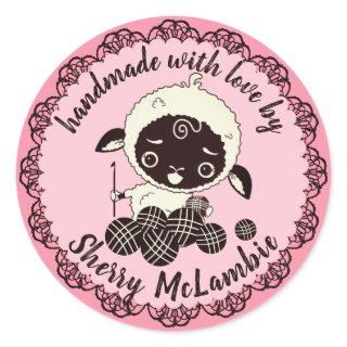 Cute lamb crochet hook handmade with love sticker