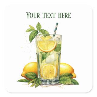 Cute lemonade add text Business  Square Sticker