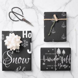 Cute Let It Snow Black Merry Christmas Quote Gift  Sheets