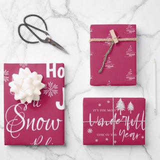 Cute Let It Snow red Merry Christmas Quote Gift  Sheets
