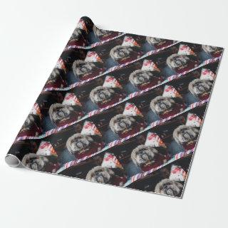 Cute lhasa apso puppy at Christmas b