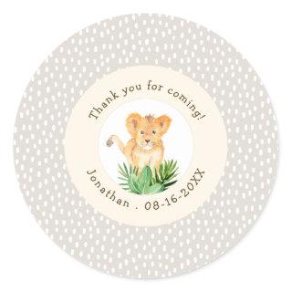 Cute Lion Cub Wildlife Thank You Birthday Favor Classic Round Sticker