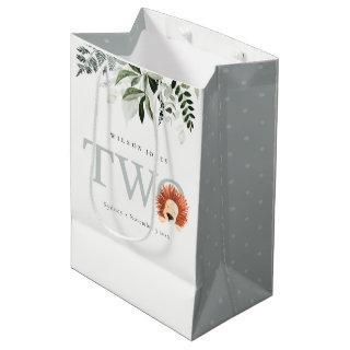 Cute Lion Foliage Second Birthday Party Medium Gift Bag