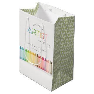 Cute Little Artist Crayon Fun Rainbow Baby Shower Medium Gift Bag