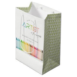 Cute Little Artist Crayon Rainbow Any Age Birthday Medium Gift Bag