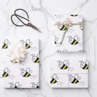 Cute Little Bee Pattern White Baby Shower  Sheets