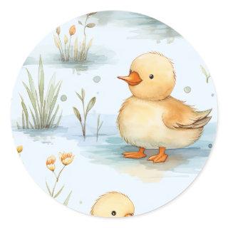 Cute Little Duckling Pattern Classic Round Sticker