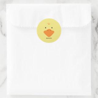 Cute Little Ducky Face Classic Round Sticker