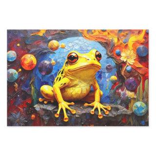 Cute little frogs sitting on a pond