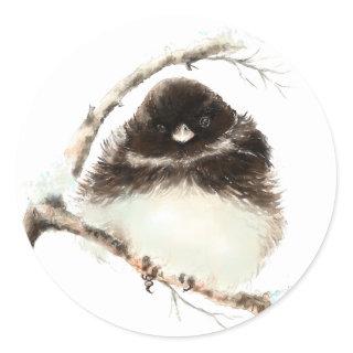Cute Little Junco, Watercolor Nature Bird Classic Round Sticker