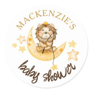 Cute Little King Safari Lion Baby Shower Boy Classic Round Sticker