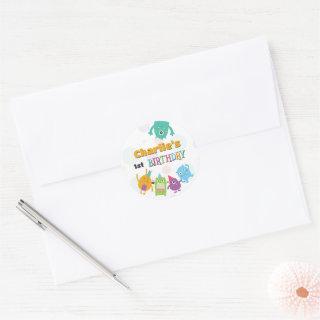 Cute Little Monsters Birthday Party, Any Age Classic Round Sticker